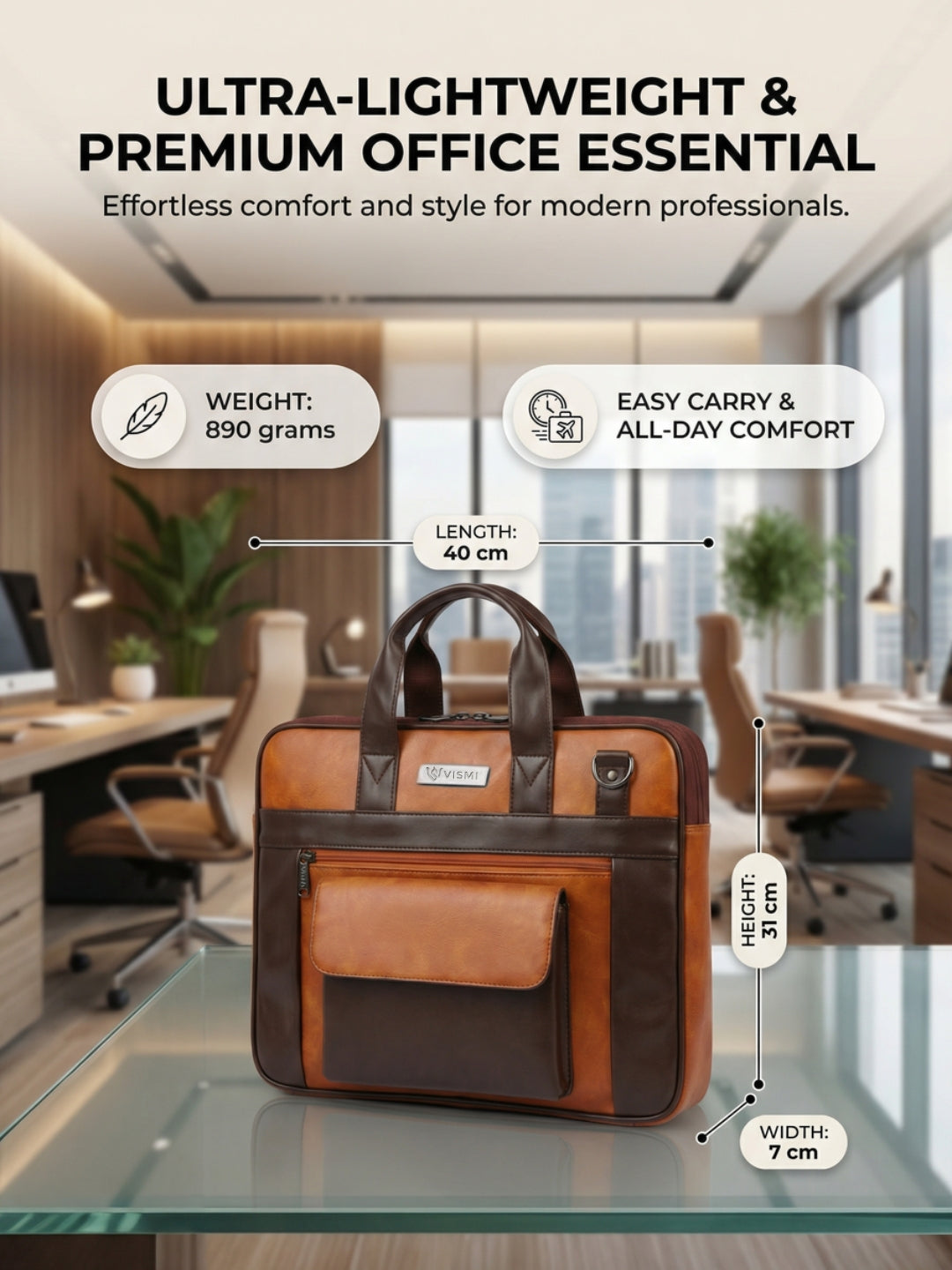 Timeless Prime Laptop Messenger Bag - Tan