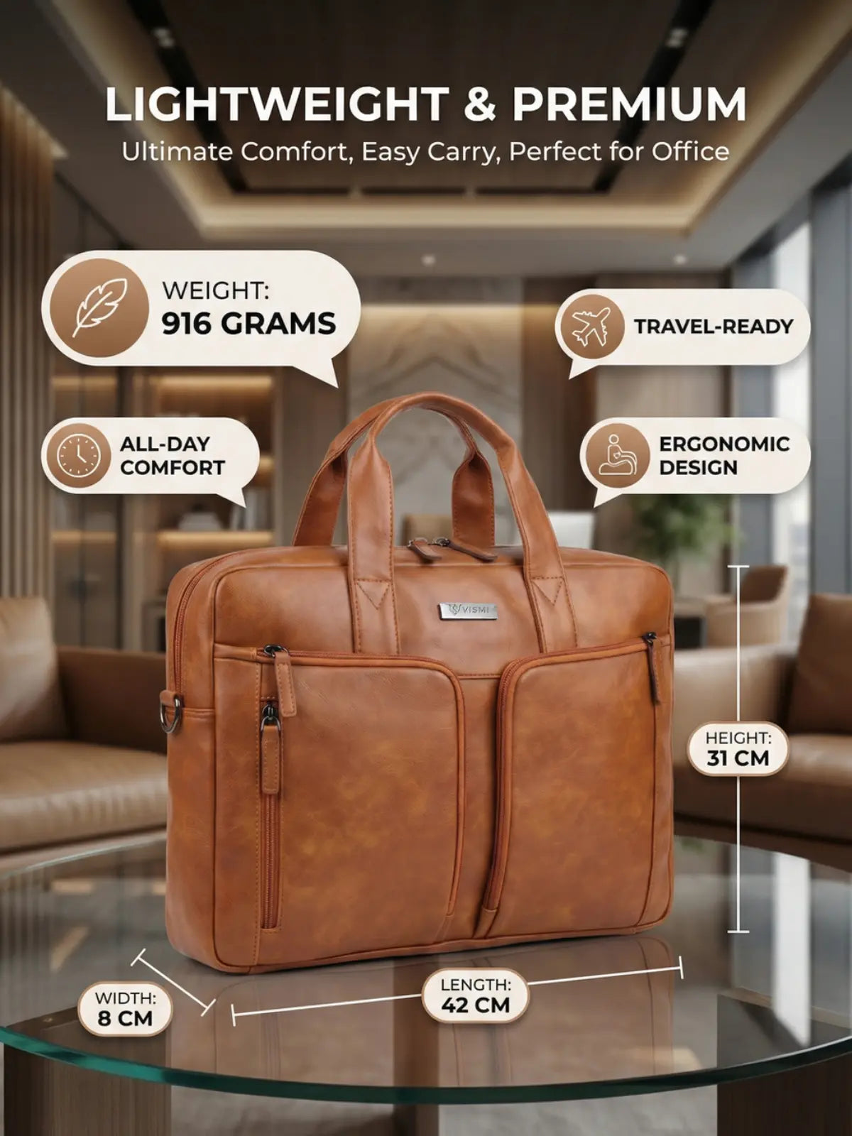 Timeless Orbit Laptop Messenger Bag - Tan