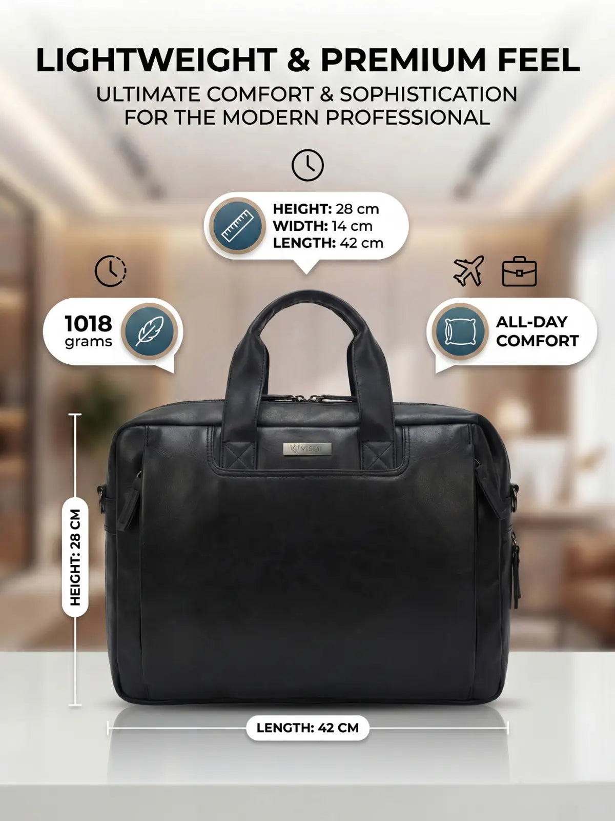 Timeless Urban Laptop Messenger Briefcase Bag - Black