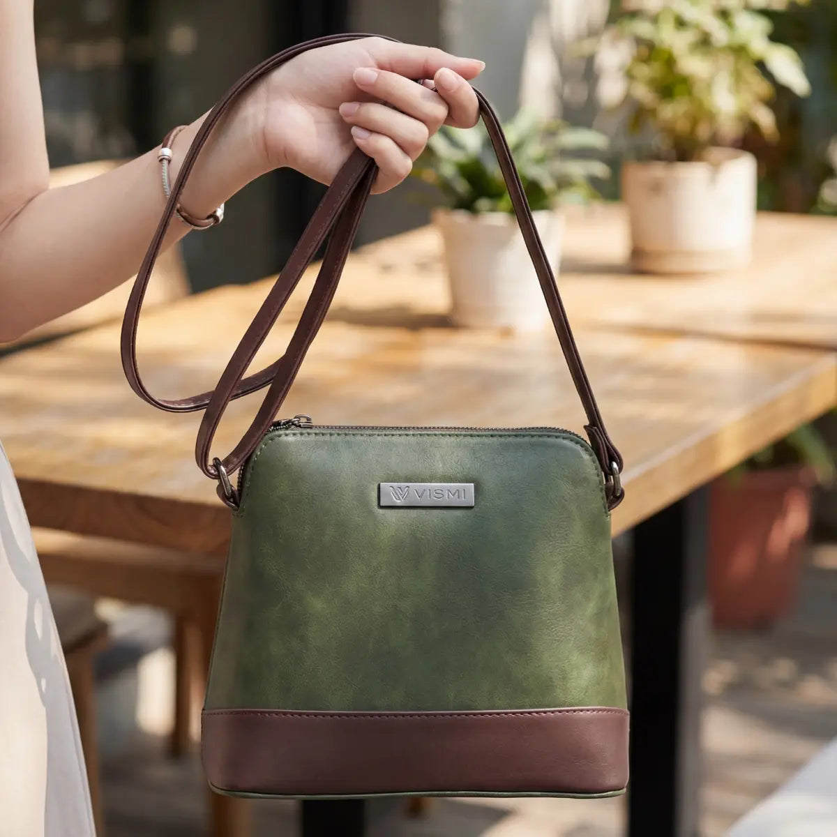 Timeless Luxe Women's Sling Bag - Olive Green