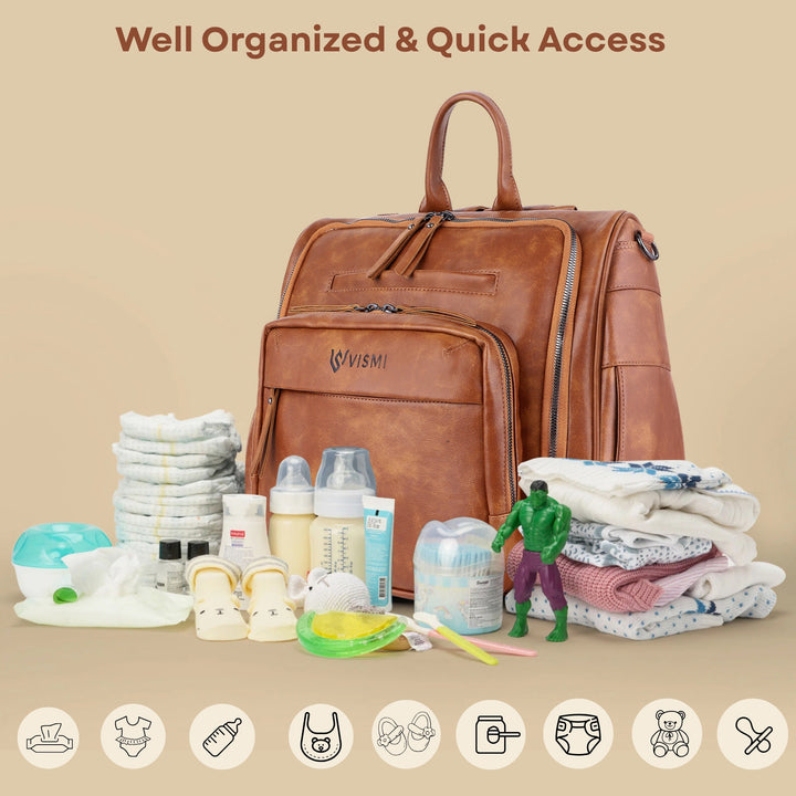 Timeless Backpack Messenger Diaper Bag - Tan