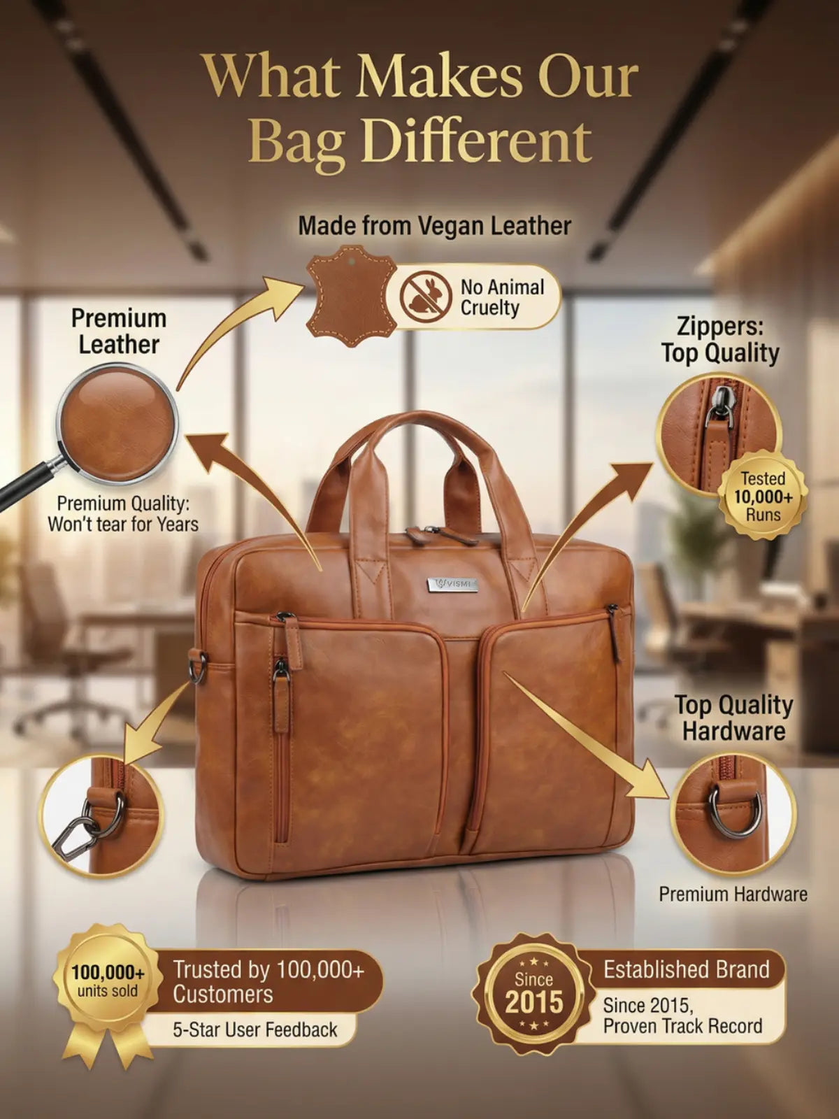 Timeless Orbit Laptop Messenger Bag - Tan