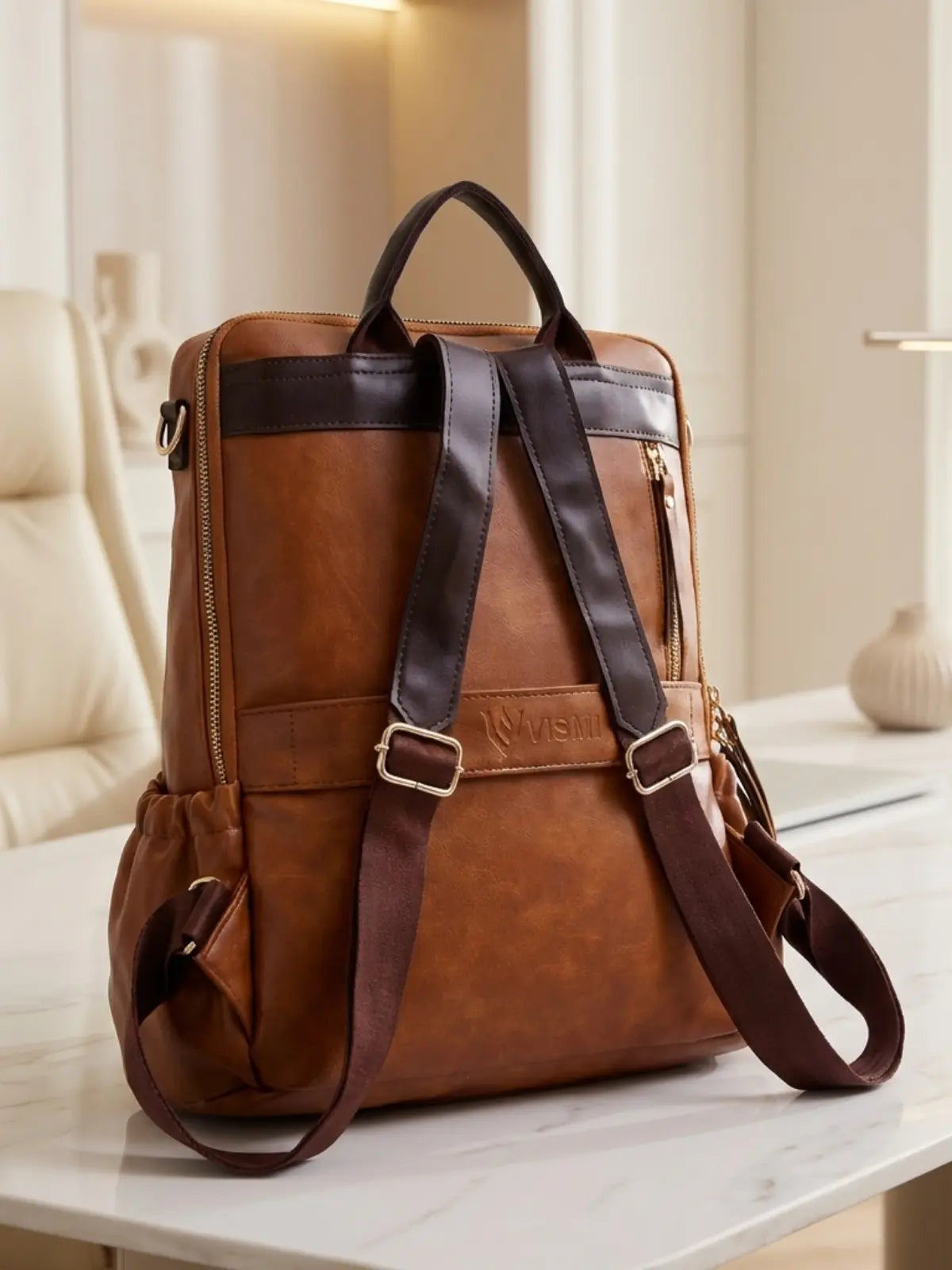 Timeless Diva Women Laptop Backpack - Tan
