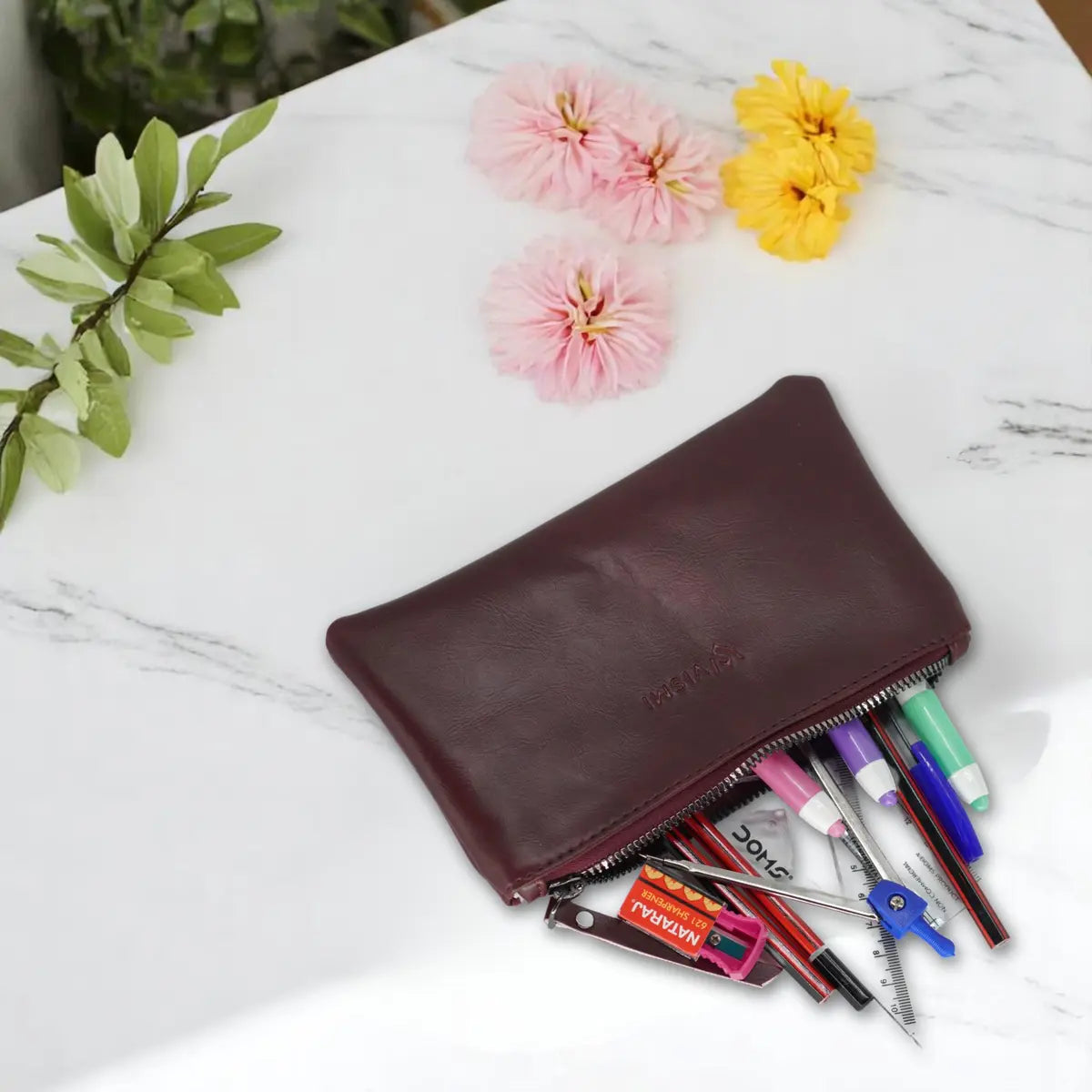 Slim-Brown-Leather-Organizer-Pouch