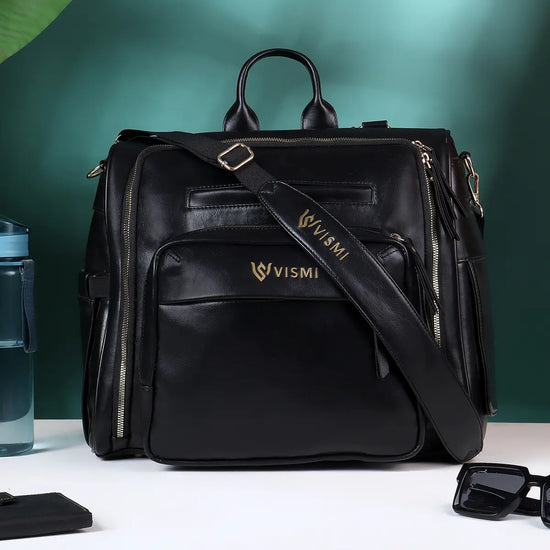 Timeless-Backpack-Messenger-Diaper-Bag-Black