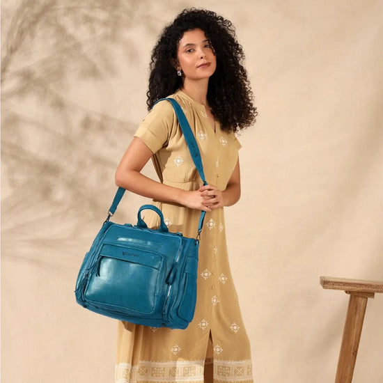 Baby-Nappy-Changing-Bag–Timeless-Backpack-Messenger-Teal-Blue