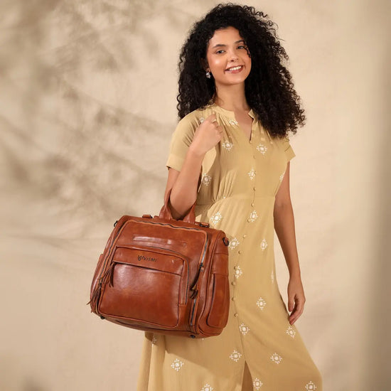 Baby-Nappy-Changing-Bag–Timeless-Backpack-Messenger-Tan