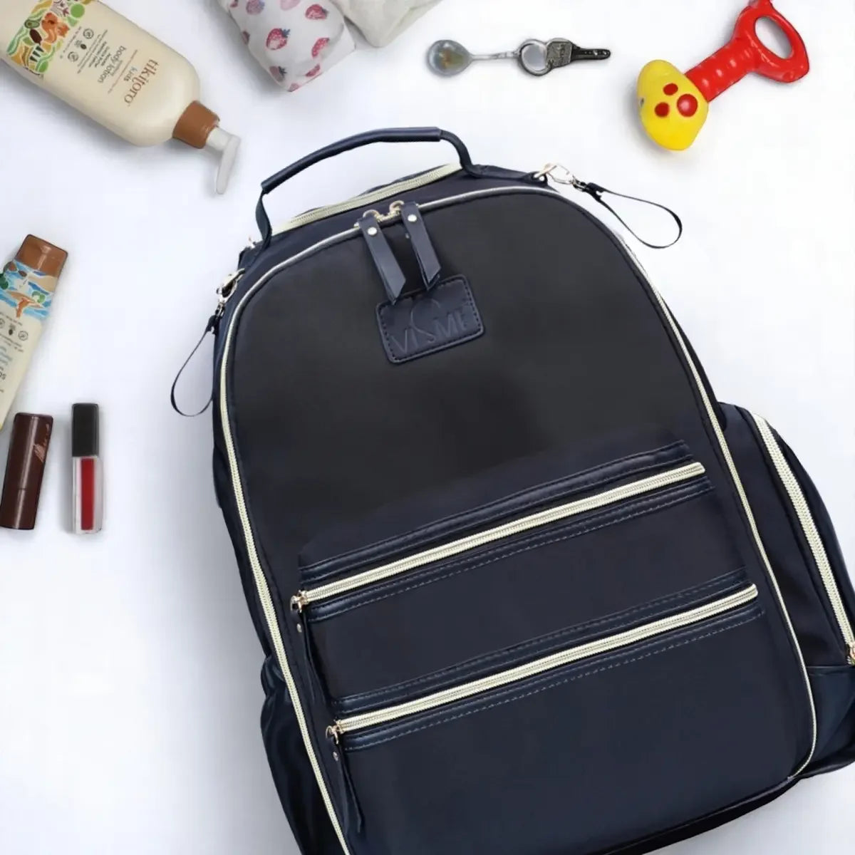 Stylish-Black-Diaper-Backpack-for-Moms