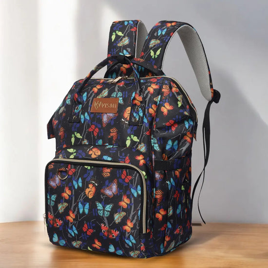 Snappy Zappy Backpack Diaper Bag - Butterfly Black