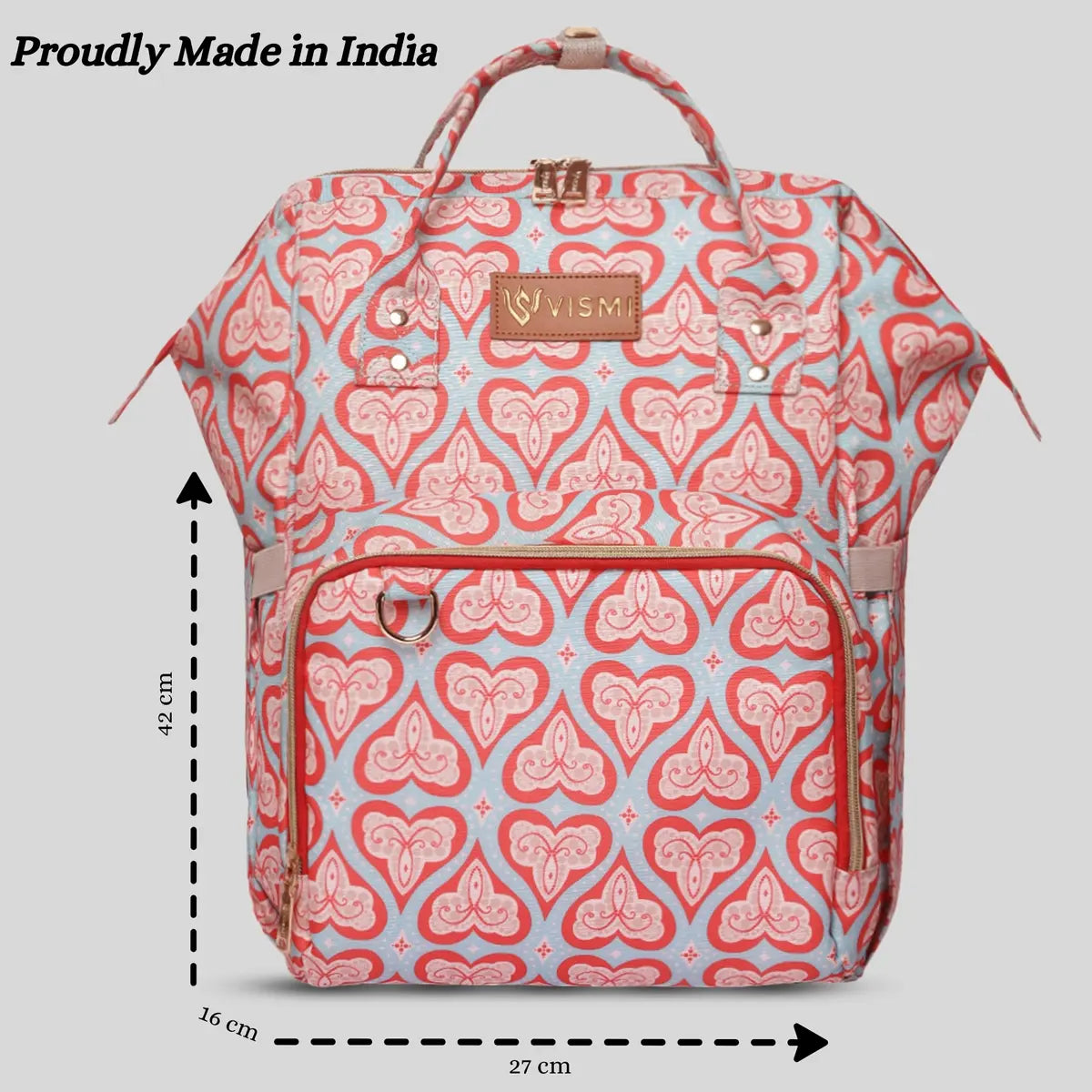 Snappy Zappy Backpack Diaper Bag - Red Hearts