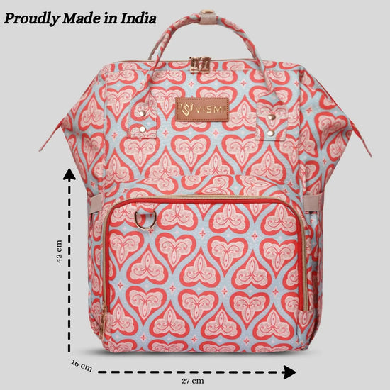 Snappy Zappy Backpack Diaper Bag - Red Hearts