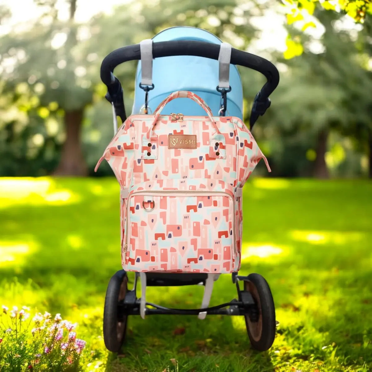 Snappy Zappy Backpack Diaper Bag - Geometric Pink