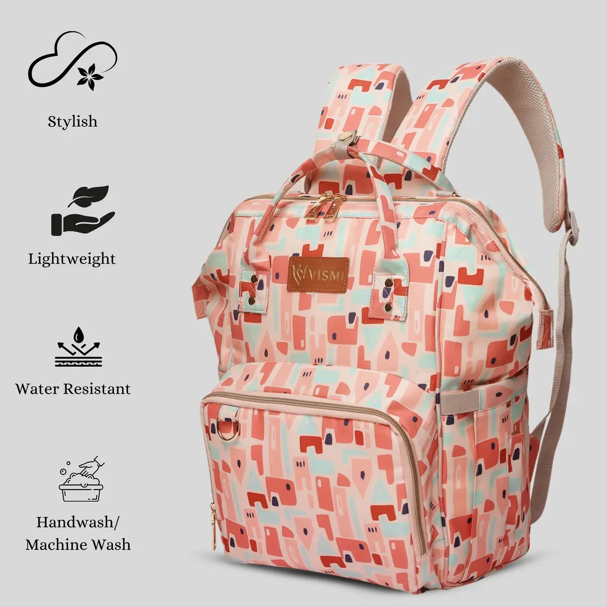 Snappy Zappy Backpack Diaper Bag - Geometric Pink