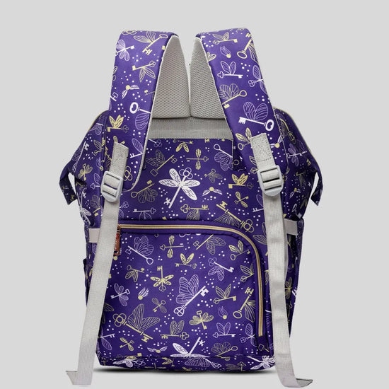 Snappy Zappy Backpack Diaper Bag - Flying Keys Purple