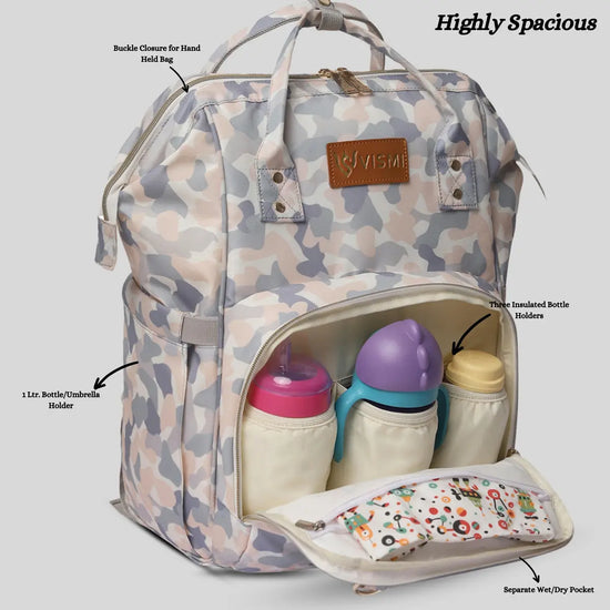 Snappy Zappy Backpack Diaper Bag - White Camo
