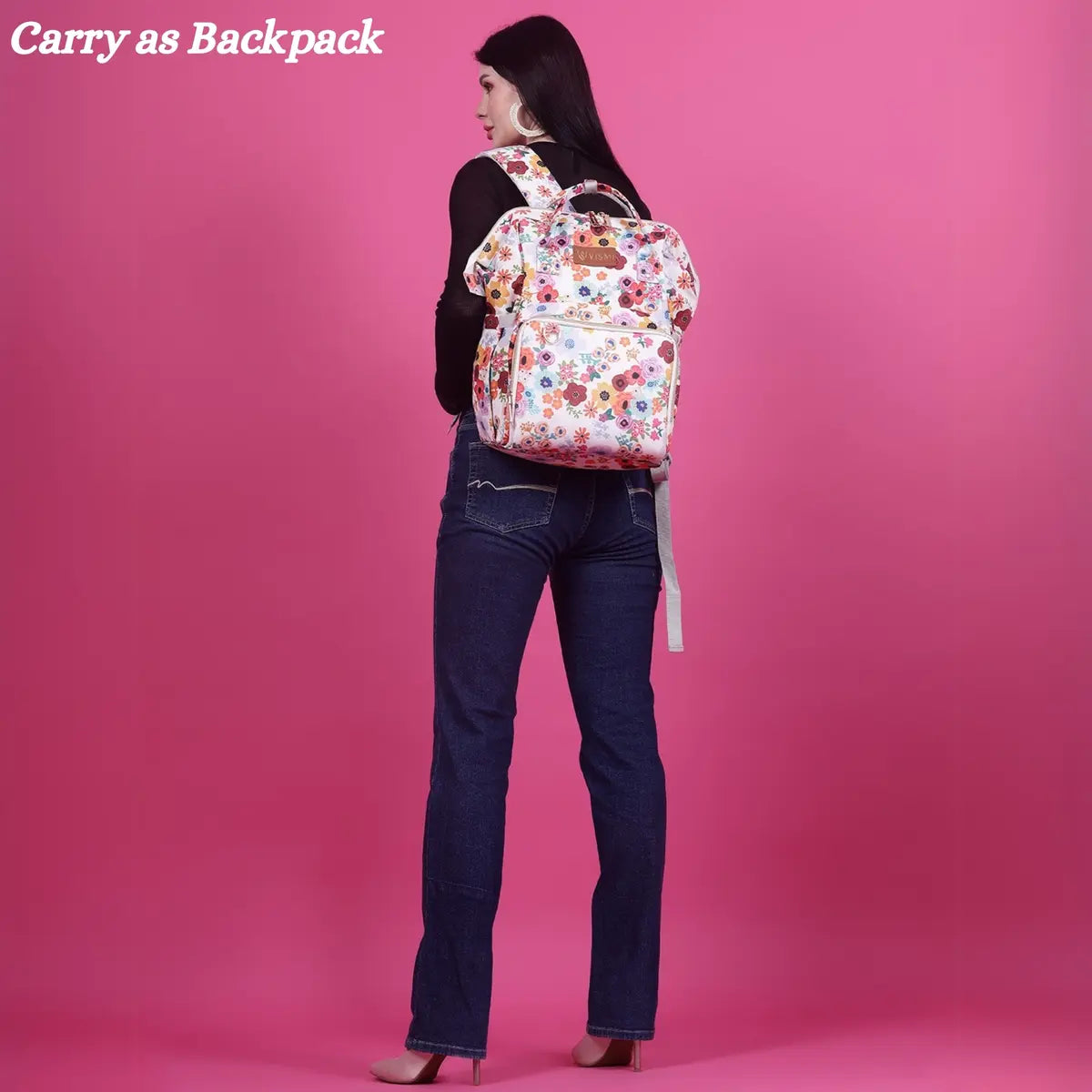 Snappy Zappy Backpack Diaper Bag - Flower White