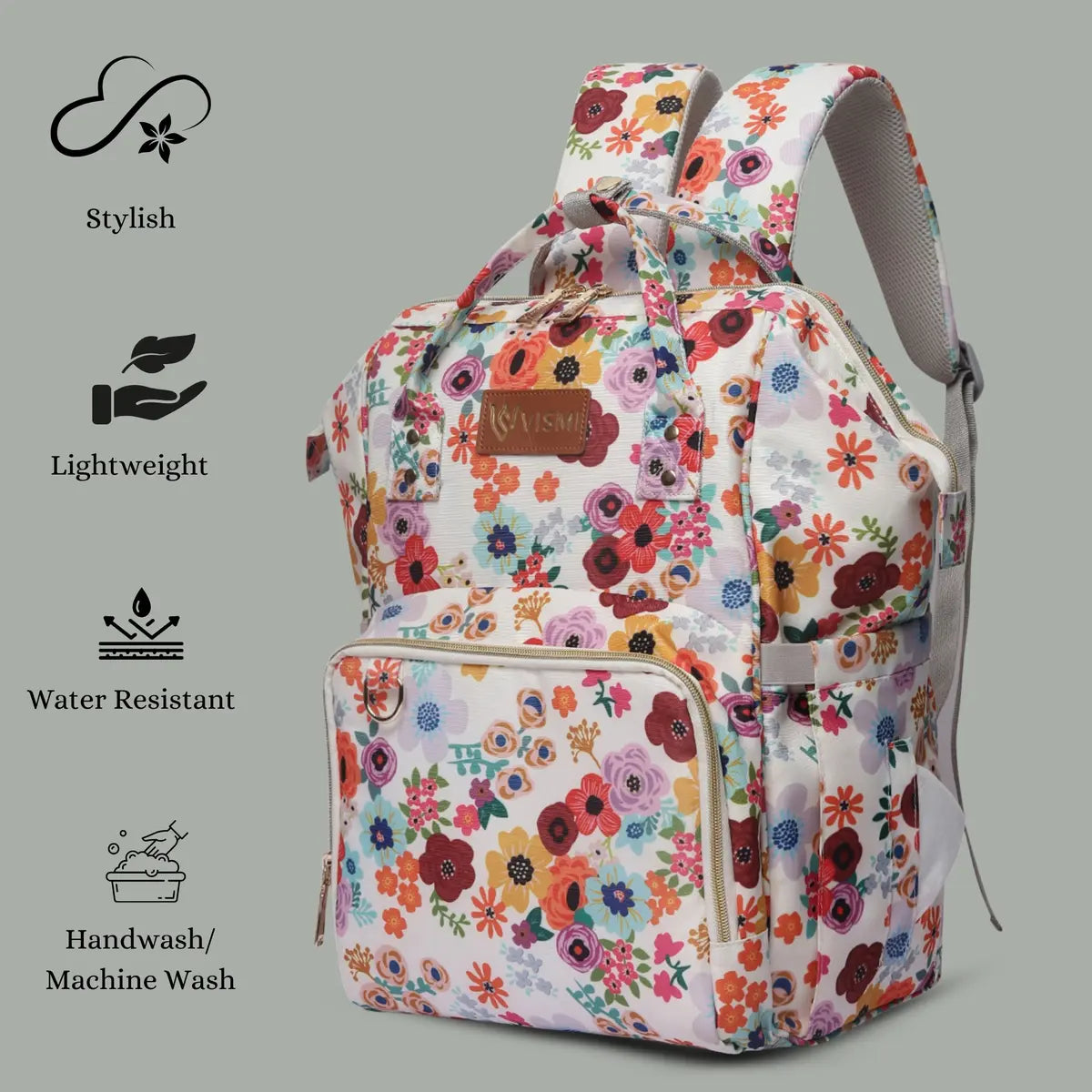 Snappy Zappy Backpack Diaper Bag - Flower White