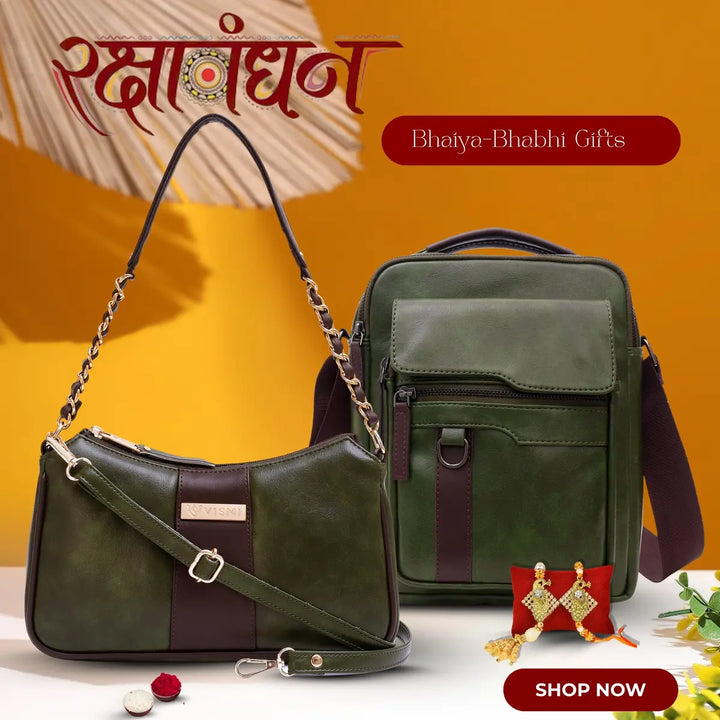 Special Rakhi Gift Combo - Men Sling Bag + Women Handbag