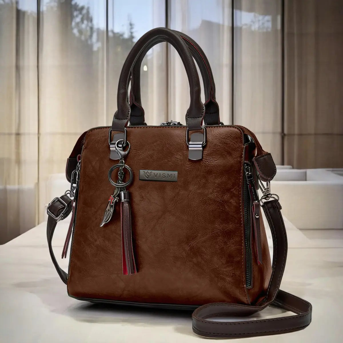 Timeless Elegance Satchel Handbag - Coffee Brown