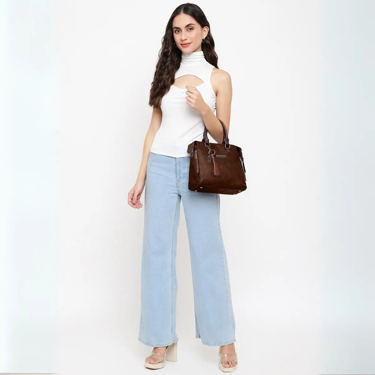 Timeless Elegance Satchel Handbag - Coffee Brown