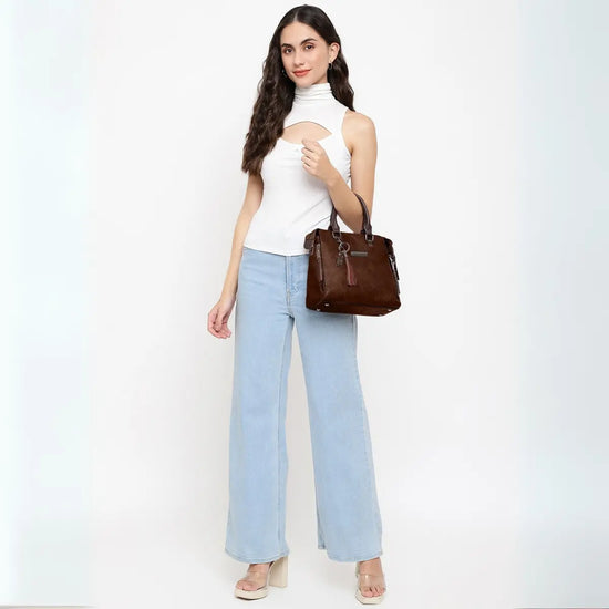 Timeless Elegance Satchel Handbag - Coffee Brown