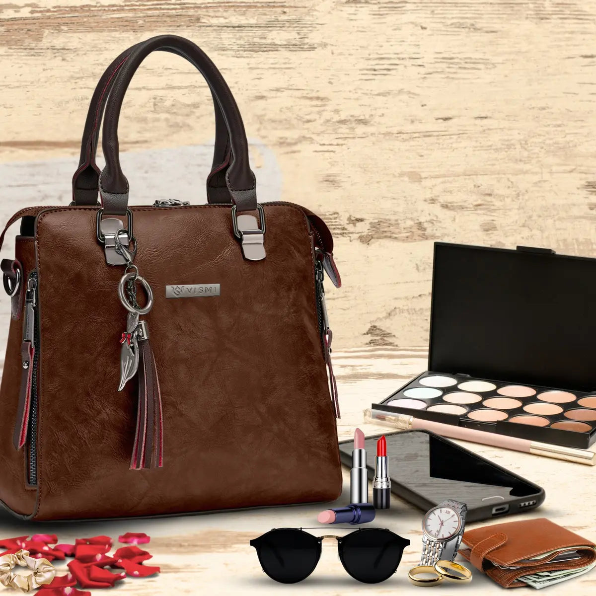 Timeless Elegance Satchel Handbag - Coffee Brown