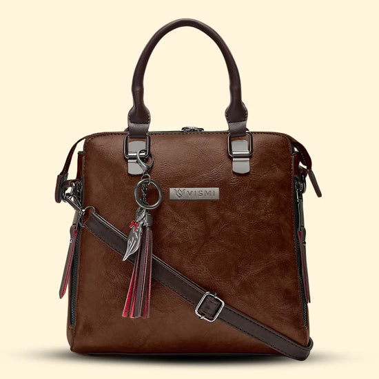 Timeless Elegance Satchel Handbag - Coffee Brown