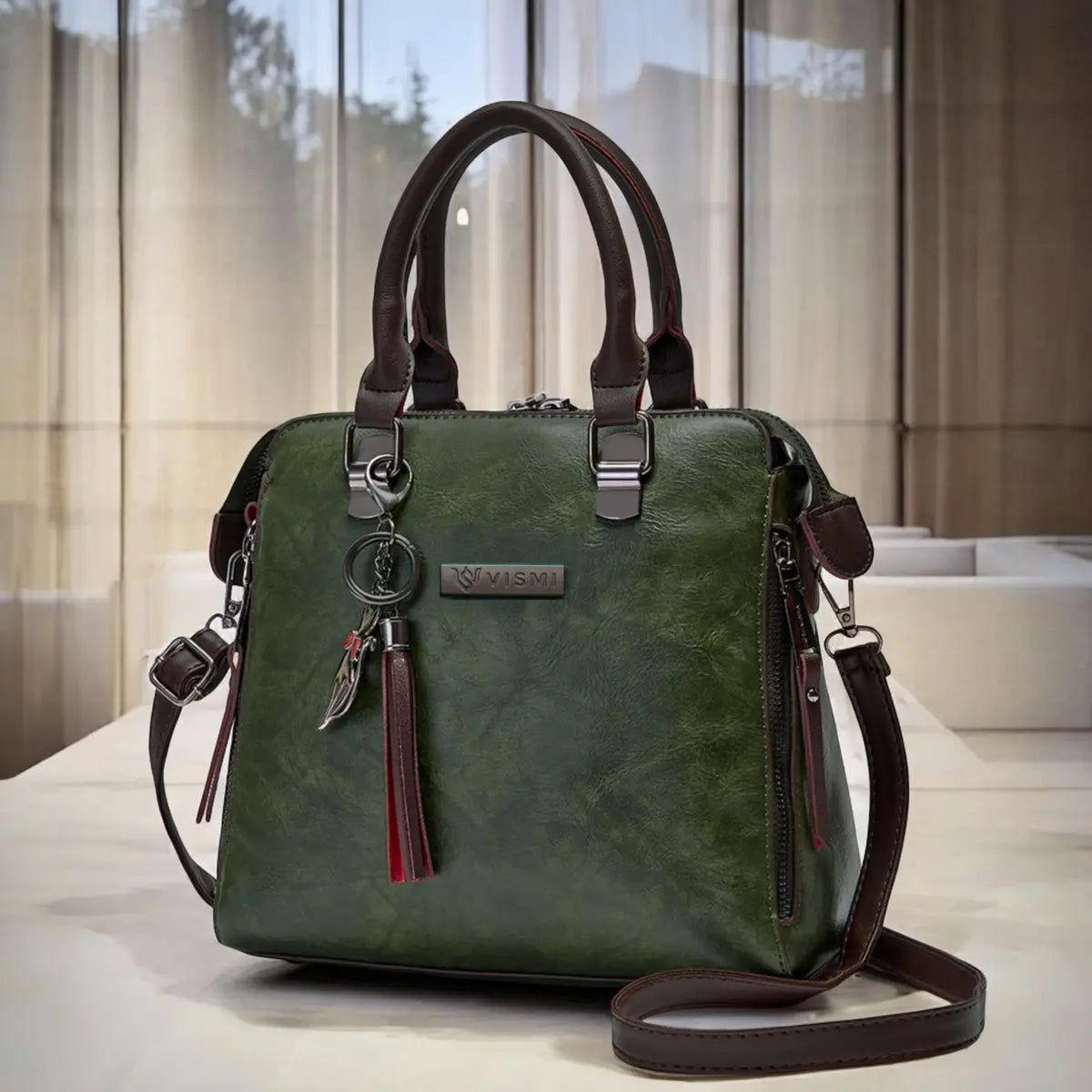 Timeless Elegance Satchel Handbag - Olive Green