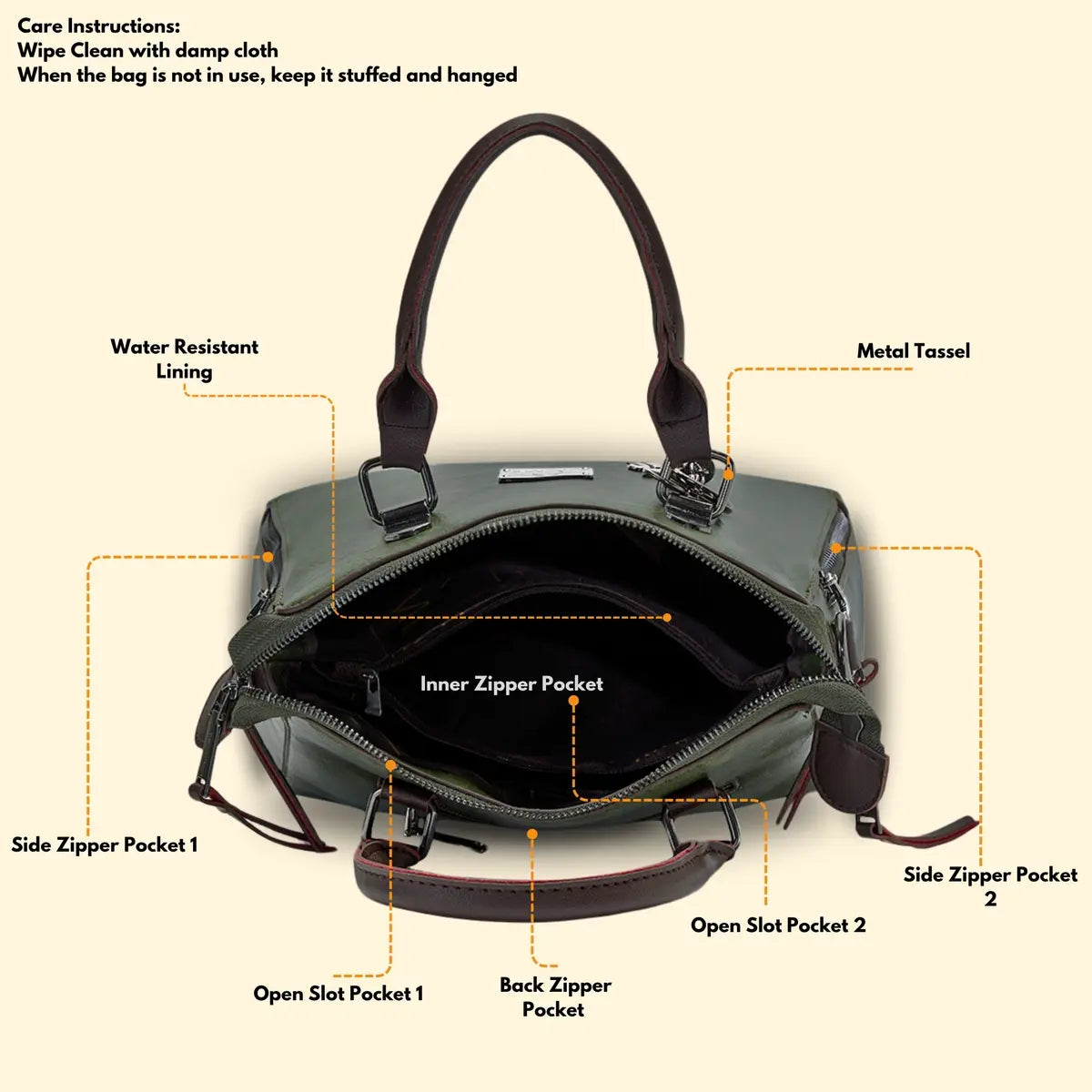 Timeless Elegance Satchel Handbag - Olive Green