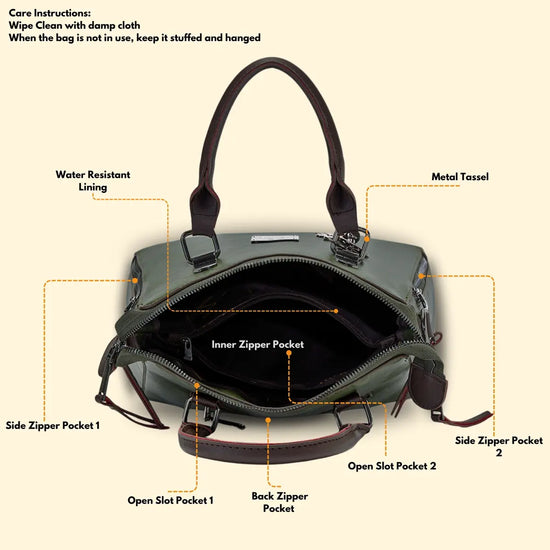 Timeless Elegance Satchel Handbag - Olive Green