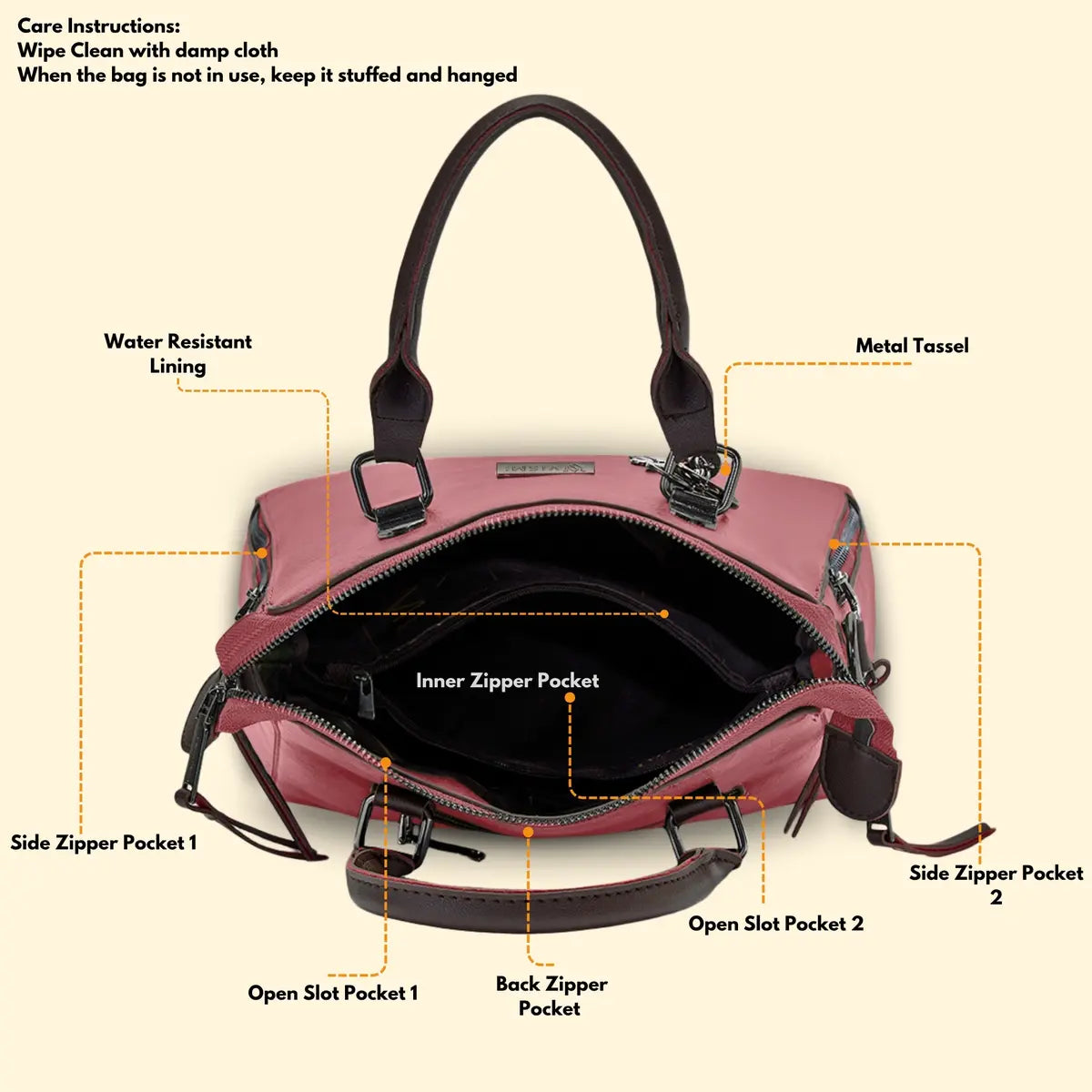 Timeless Elegance Satchel Handbag - Blush Pink