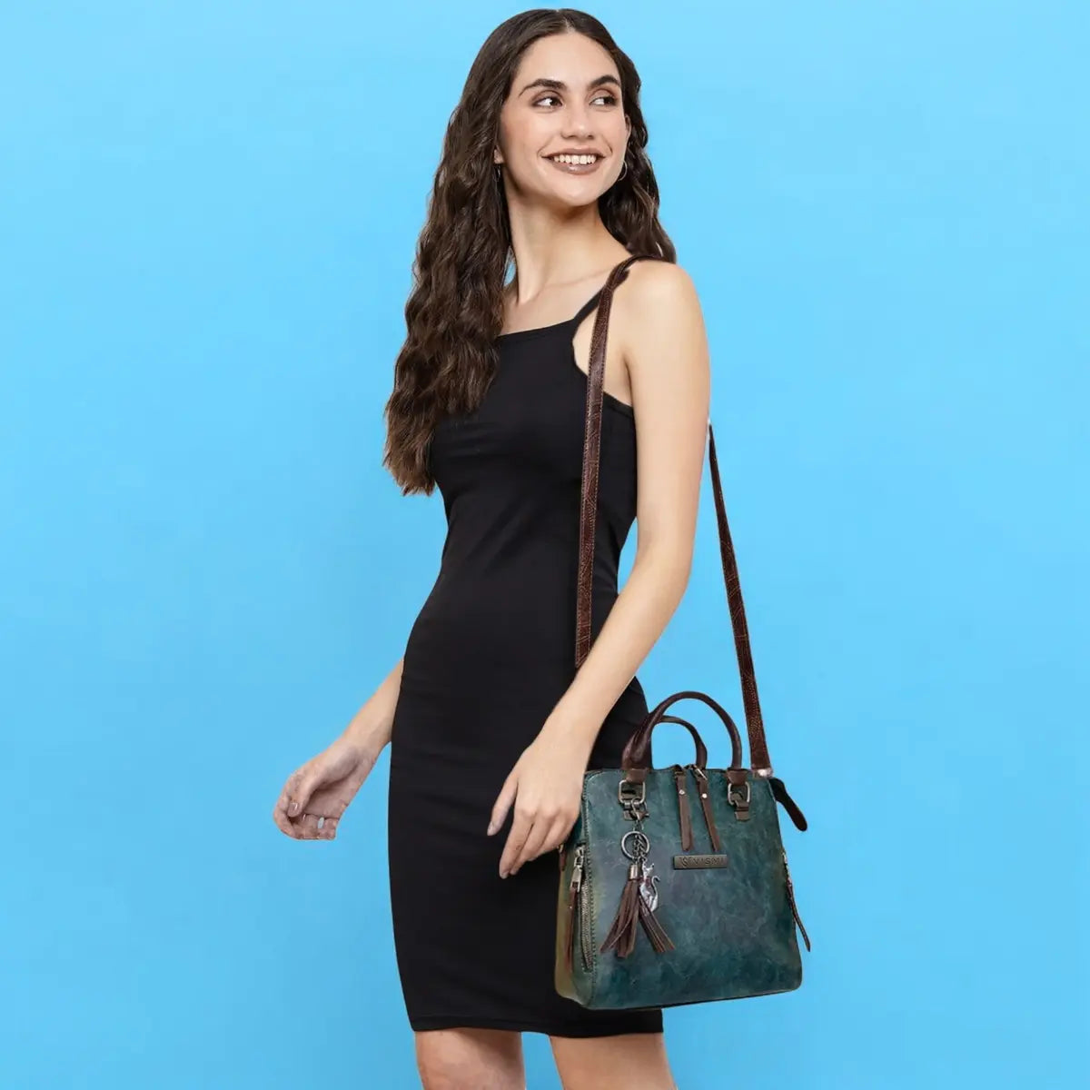 Timeless Elegance Satchel Handbag - Teal blue