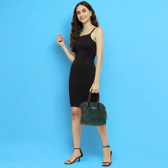 Timeless Elegance Satchel Handbag - Teal blue