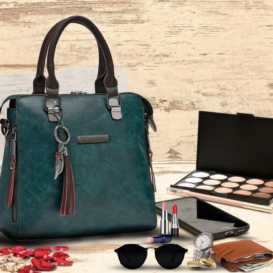 Timeless Elegance Satchel Handbag - Teal blue