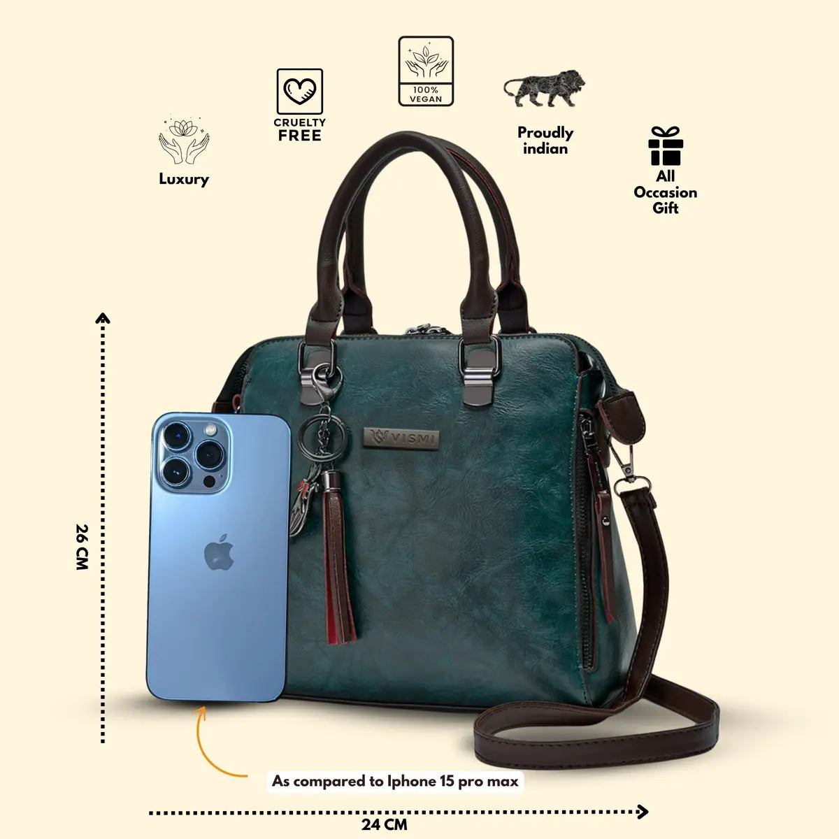 Timeless Elegance Satchel Handbag - Teal blue