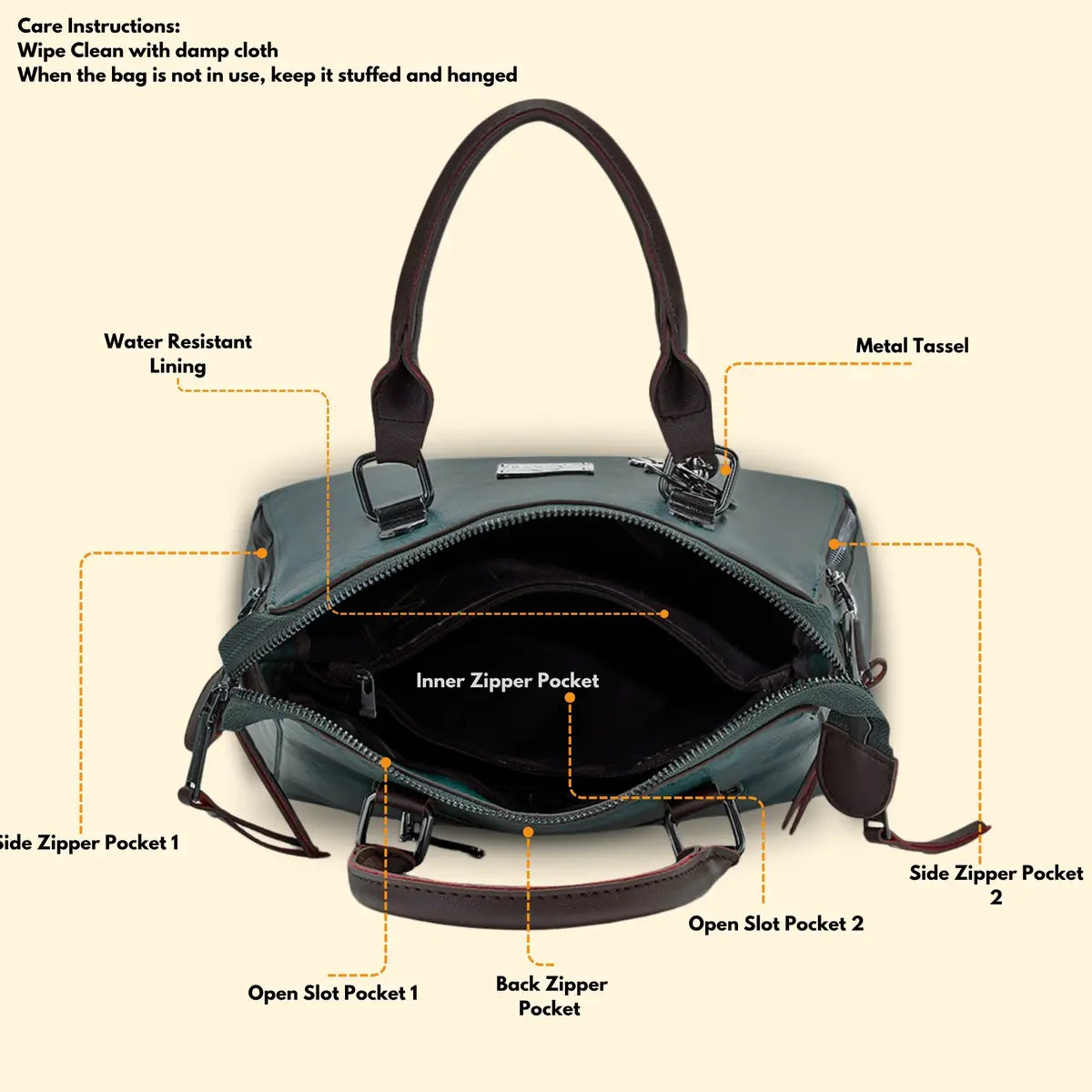 Timeless Elegance Satchel Handbag - Teal blue