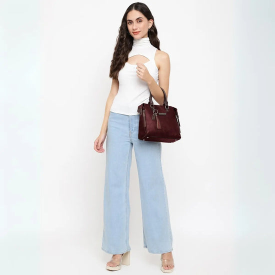 Timeless Elegance Satchel Handbag - Wine