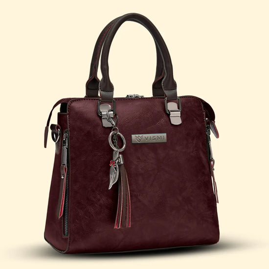Timeless Elegance Satchel Handbag - Wine