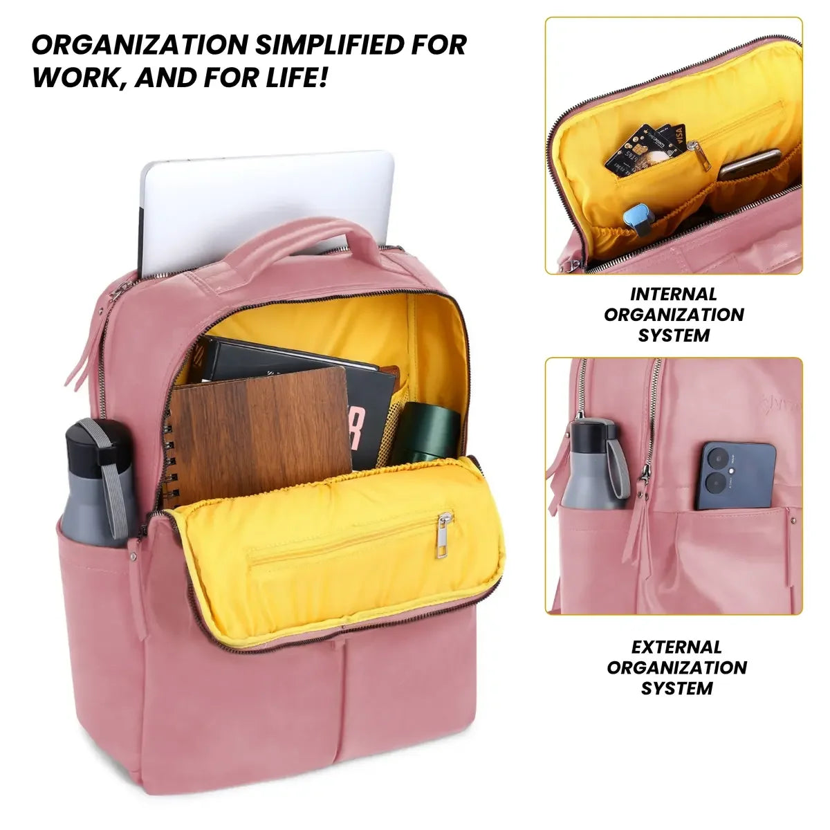 Chic-Timeless-Voyager-Laptop-Bag-Blush-Pink-Backpack-for-Office-Travel