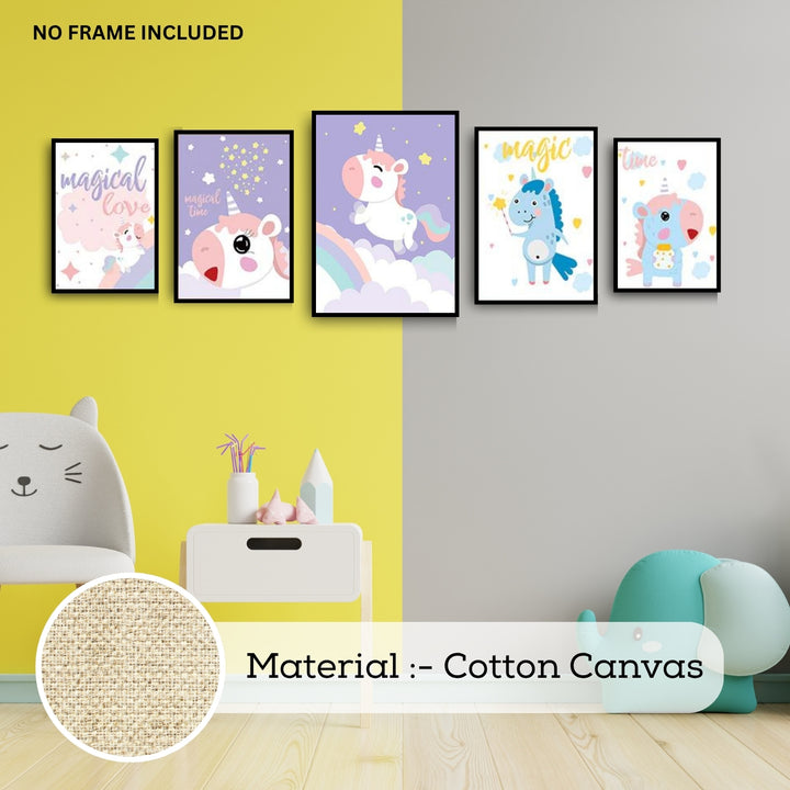 Colorful-Unicorn-Wall-Posters-for-Kids-Bedroom-Set-of-5-Decorative-Prints
