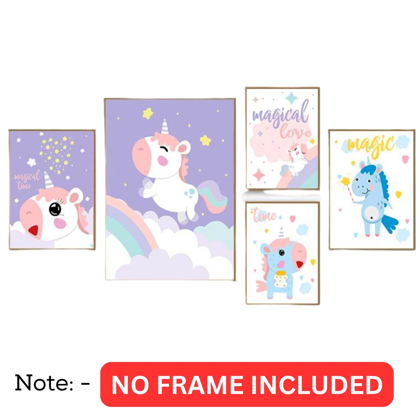 Fantasy-Unicorn-Wall-Poster-Set-Cute-Kids-Bedroom-Nursery-Decor