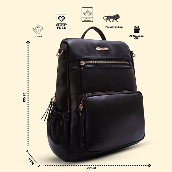 Timeless Diva Women Laptop Backpack - Black