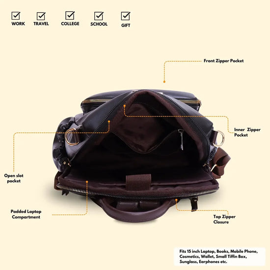 Timeless Diva Women Laptop Backpack - Black