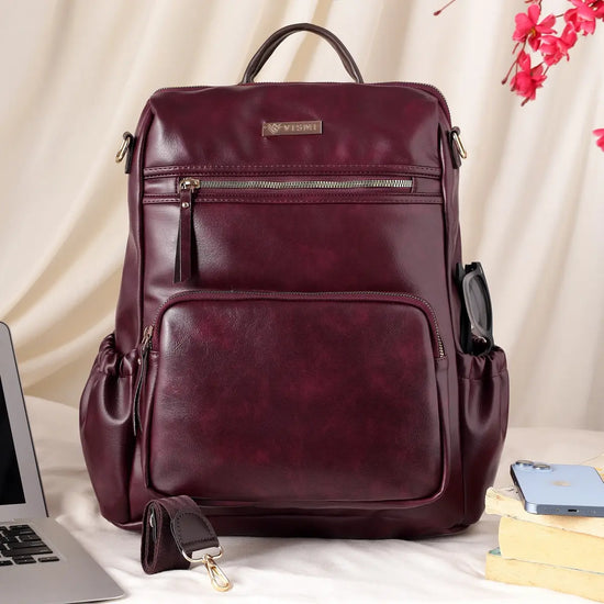 Timeless Diva Women Laptop Backpack - Wine