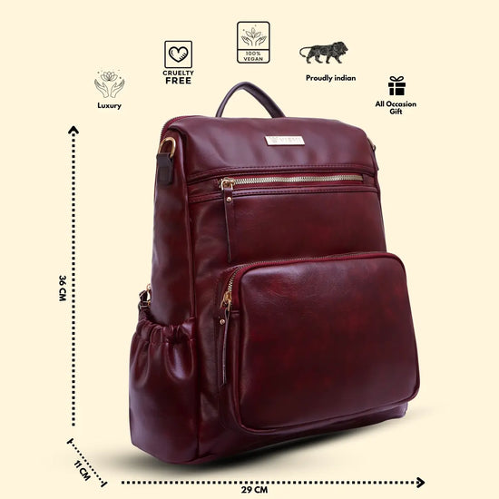 Timeless Diva Women Laptop Backpack - Wine