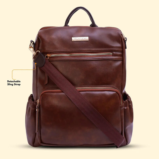 Timeless Diva Women Laptop Backpack - Coffee Brown