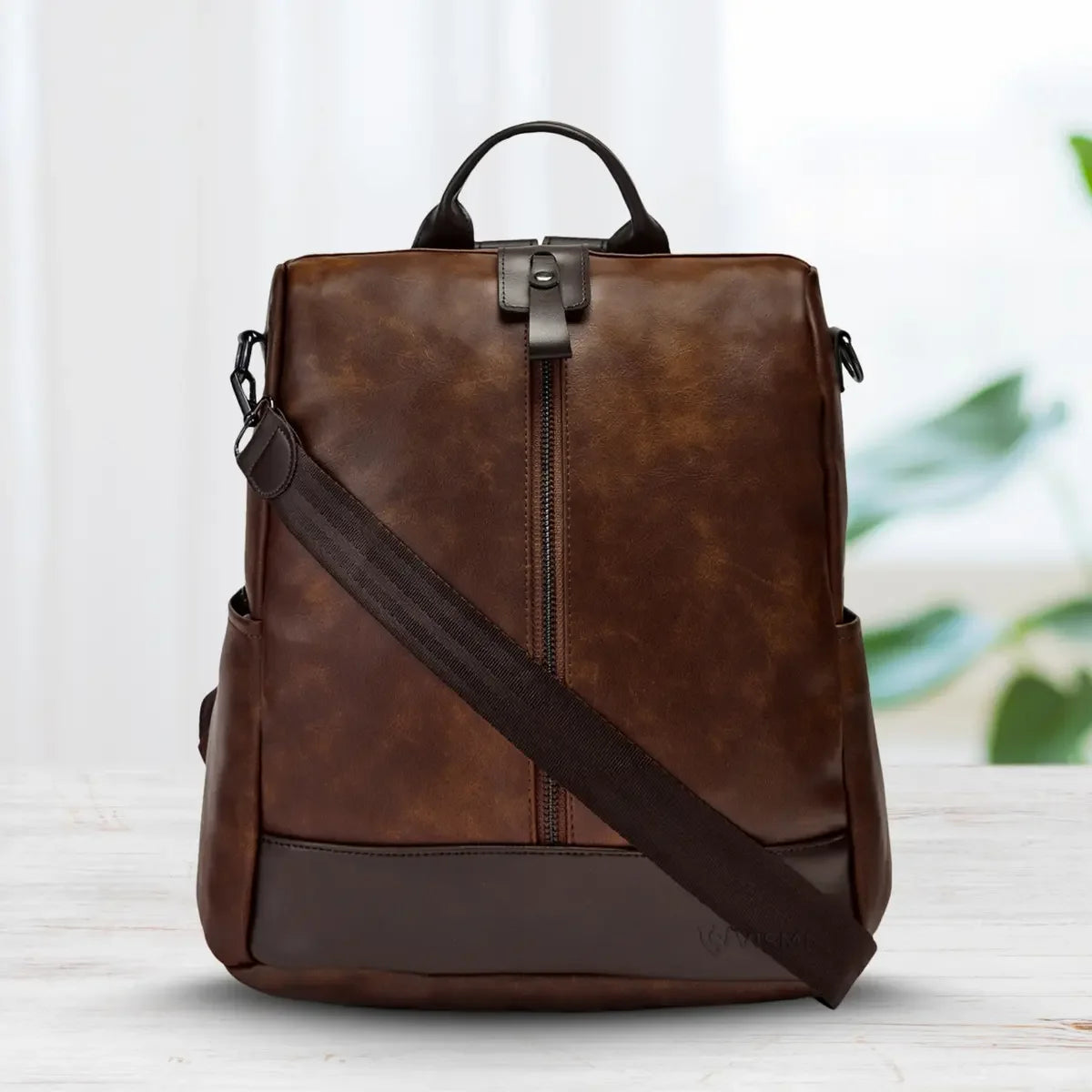Timeless Aura Women Backpack Handbag - Coffee Brown