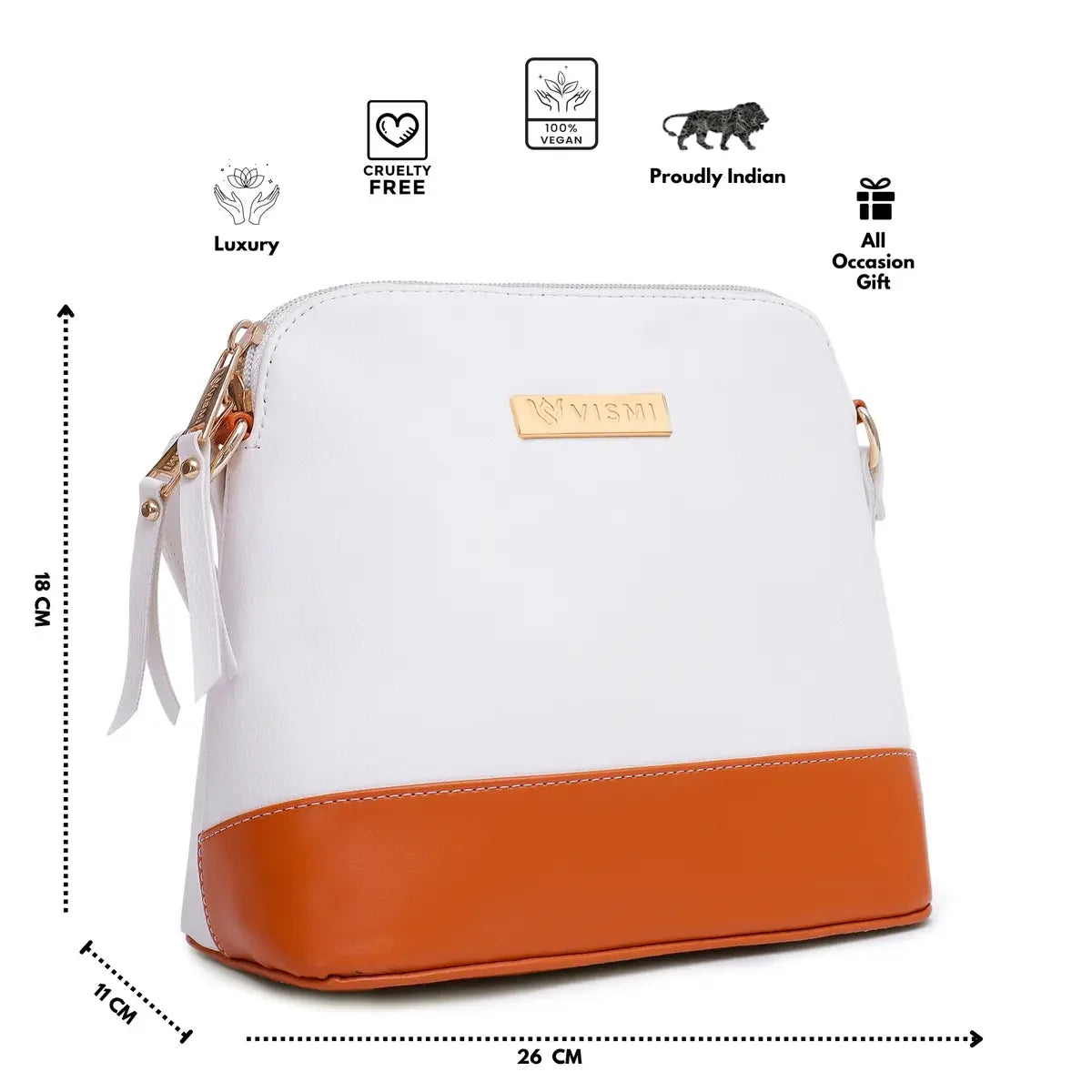 Timeless-Luxe-Womens-Sling-Bag-White-Adjustable-Strap-View