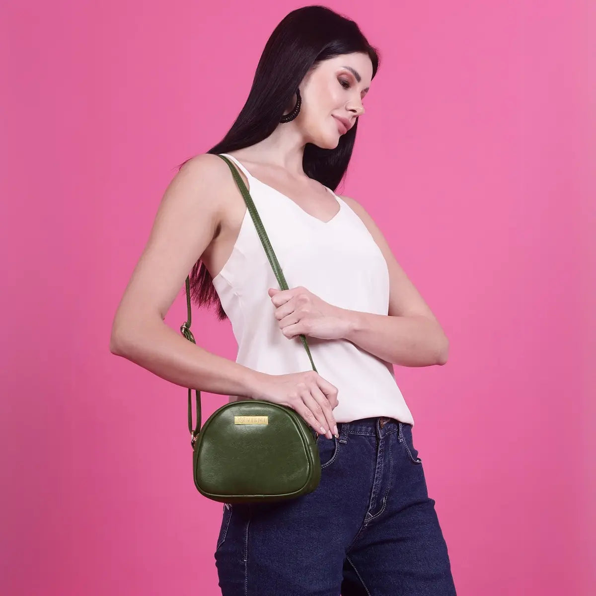 Timeless Chic Women's Sling Bag - Olive Green
