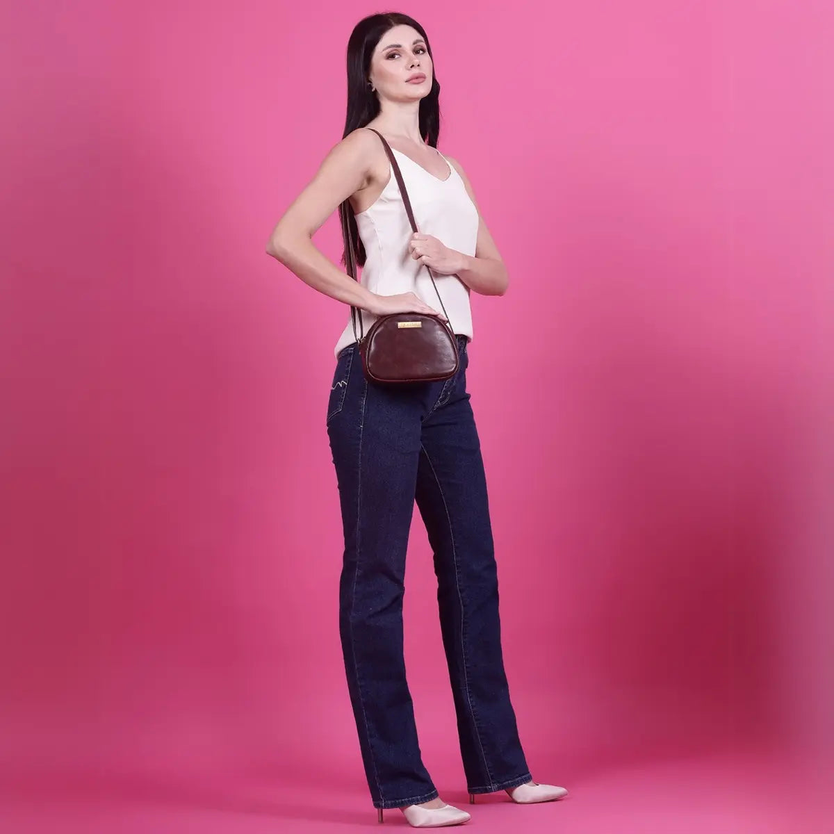Timeless Chic Women's Sling Bag - Wine